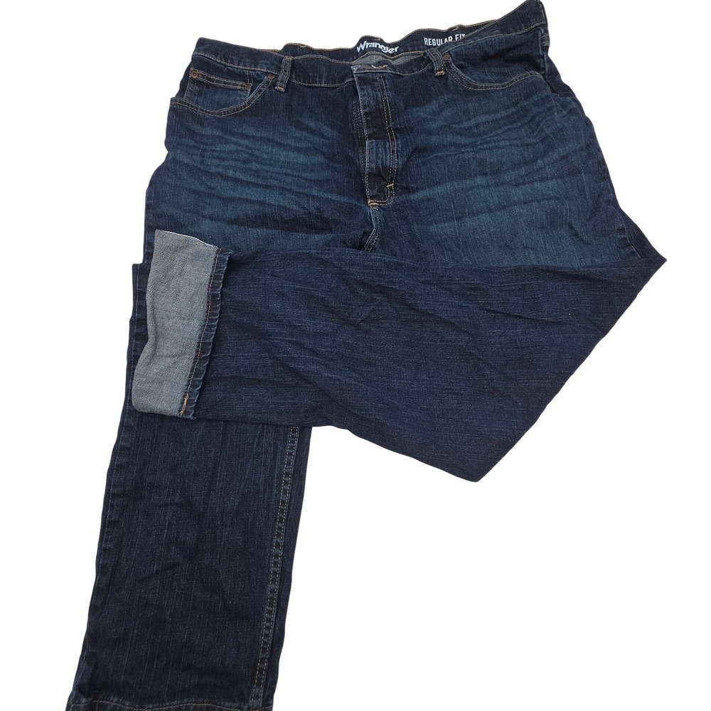 Wrangler Regular Fit Jeans Mens 40x32 Dark‎ Blue Straight Leg Stretch #Work